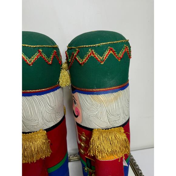 Vintage Pair of Christmas Nutcracker Soldier Bean Plush Figure Doorstop 17" - Picture 10 of 10